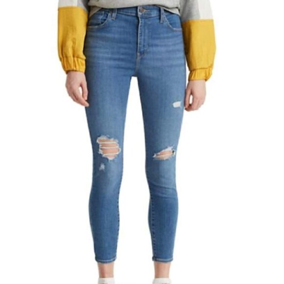 NWT Levi's 720 Jeans Size 24 High Rise Ripped Medium Blue Wash - Picture 2 of 7